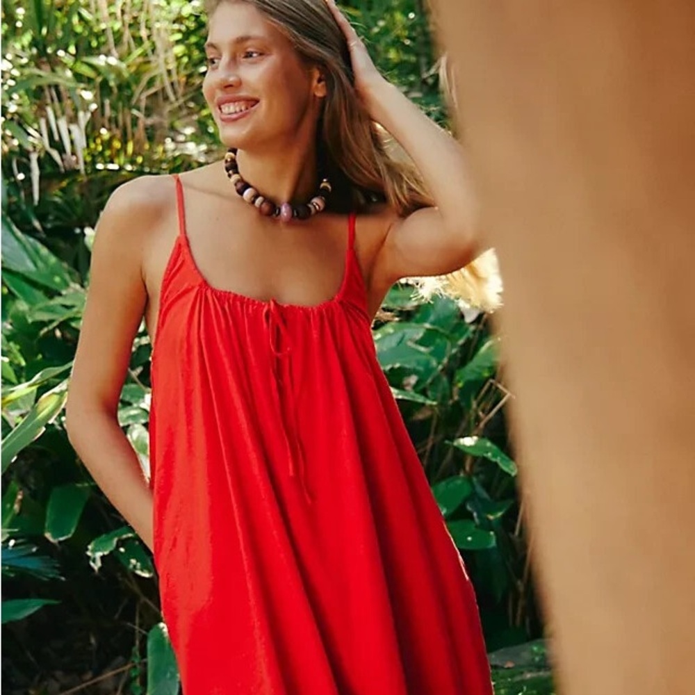 Free People Red Spaghetti-Strap Sundress